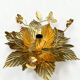 Vintage gold leaf metal flower wall light Florentine wall sconce