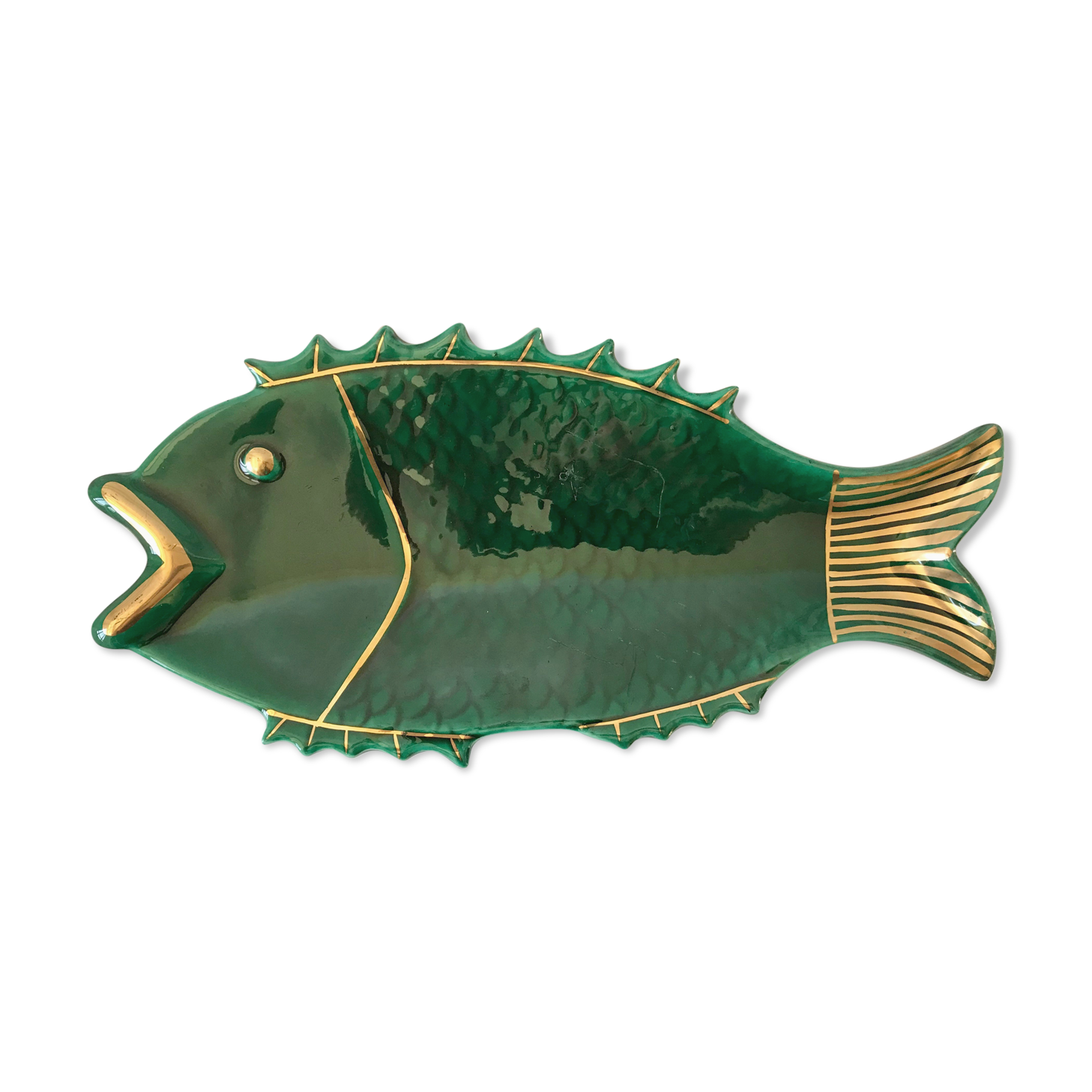 Fish dish in green and golden slurry 50s