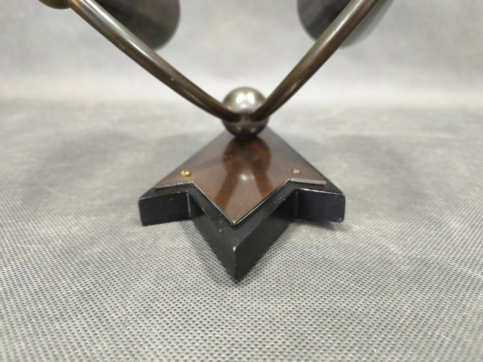 Czech Cubist Art Deco Wall Lamp, Metal and Wood, 1930s