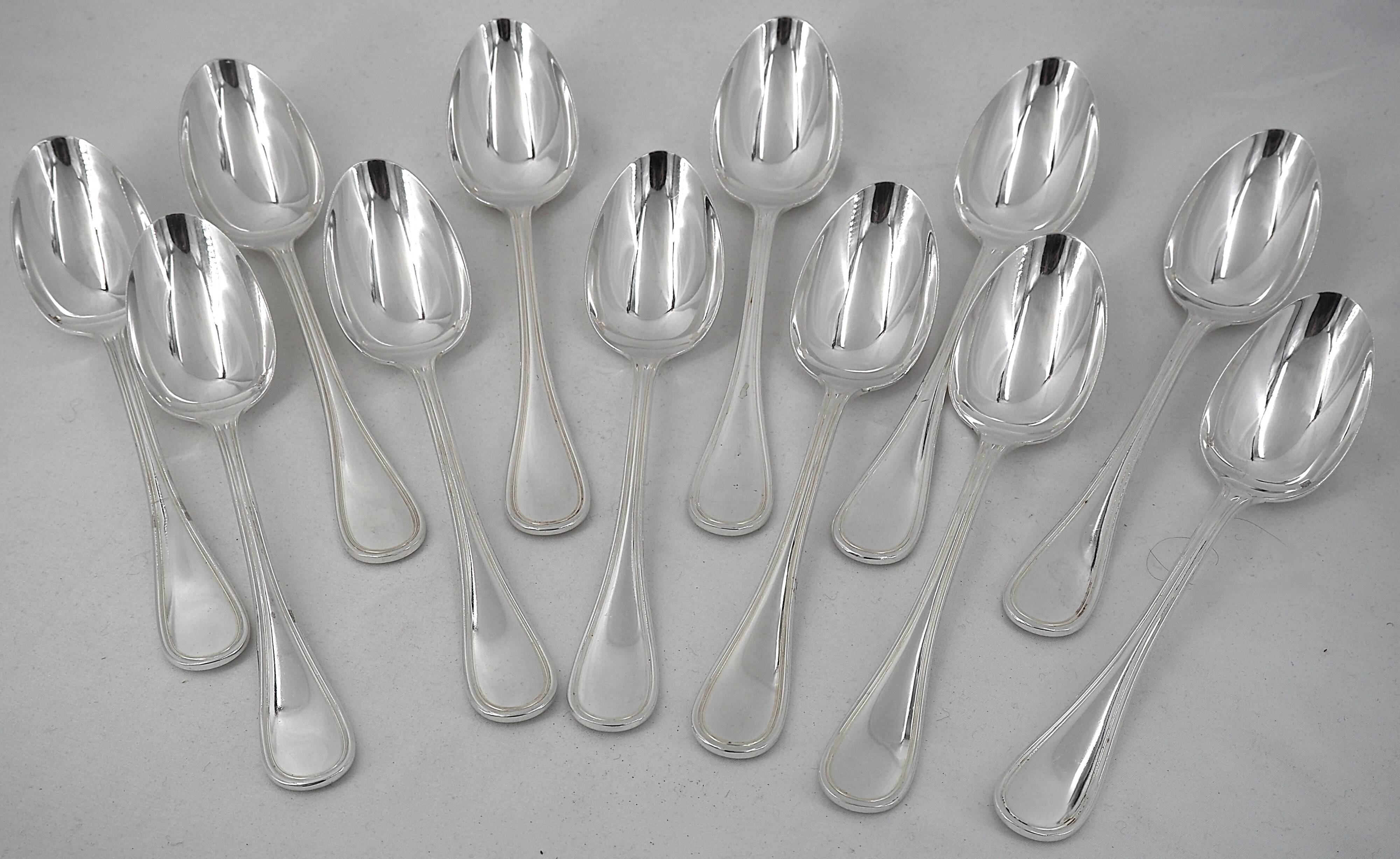 Christofle Albi 12 table settings silver-plated metal 24 pieces excellent condition