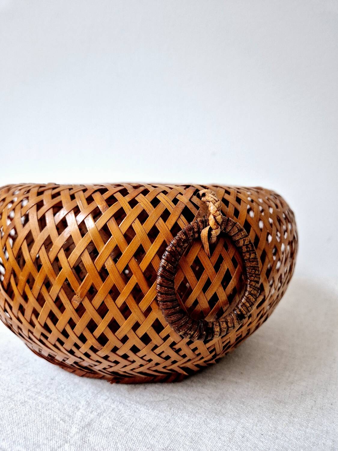 Japanese Style Bamboo/Rattan Woven Basket - Vintage