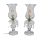 Pair of cut glass table lamps, France, 1950s
