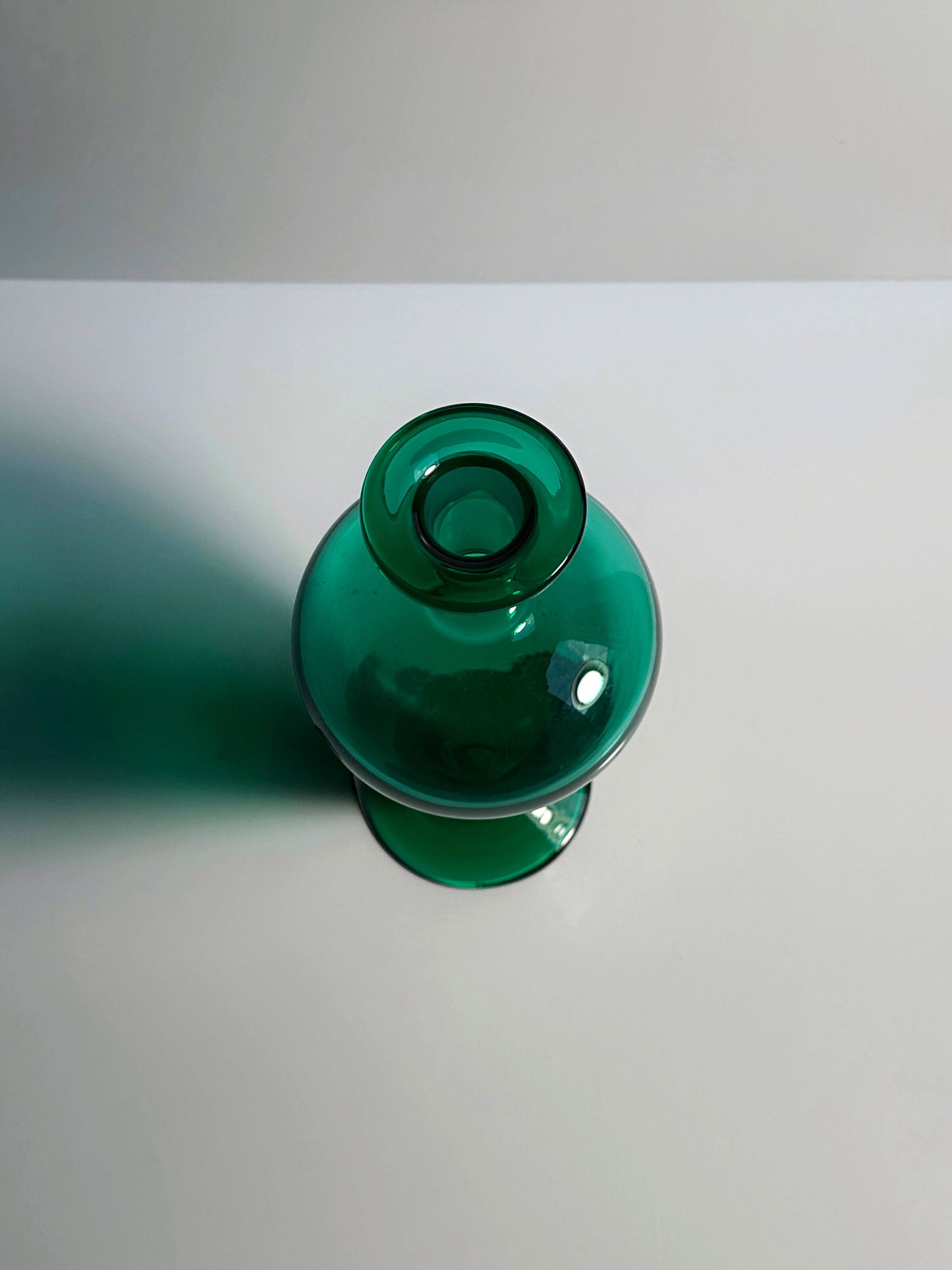 1990s Postmodern Flower Vase Green Swedish Amphora