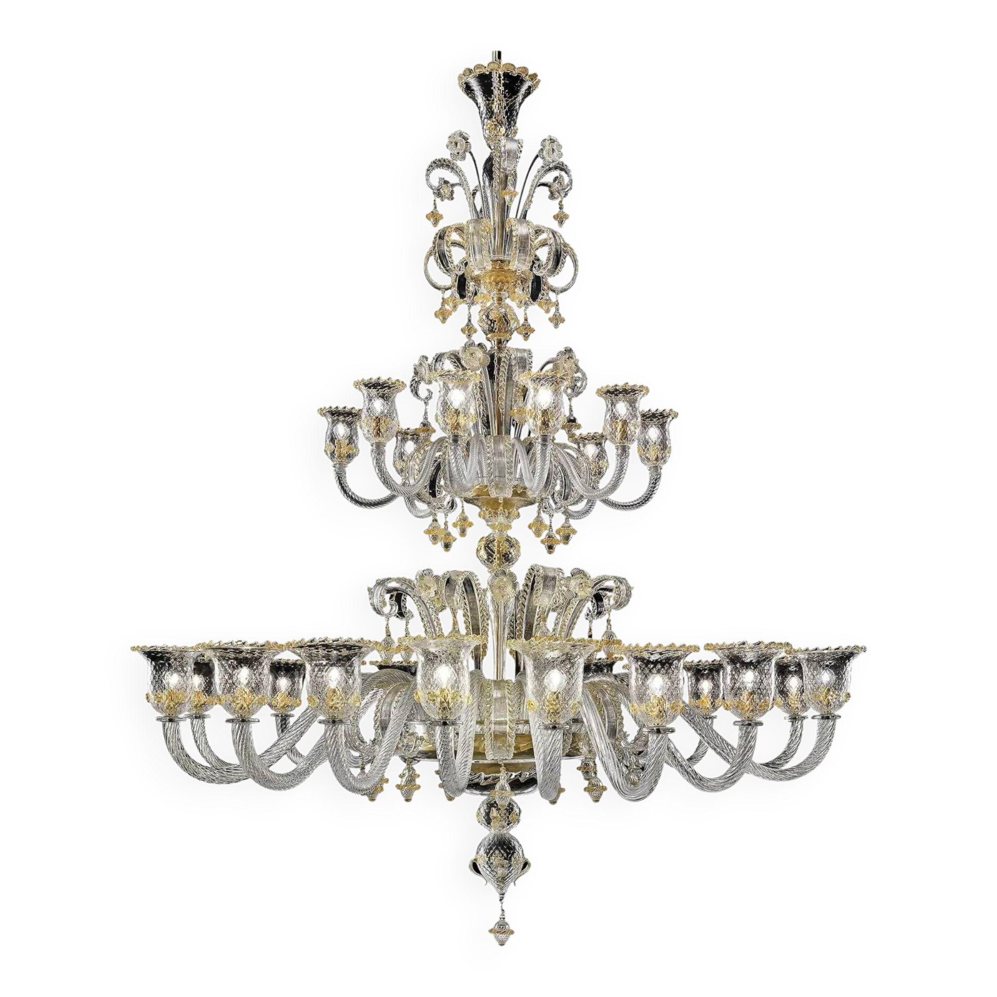 Imperial Style “Rigadin” Murano Glass Chandelier in Venetian Design