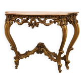 Carved gilt console table with rose marble top, Louis XV / Rococo style, It