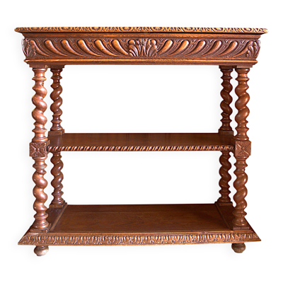 Console ou petit buffet en chêne, époque 1900, style Louis XIII, 100x40cm