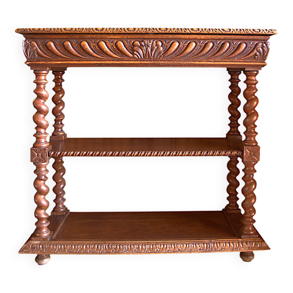 Console ou petit buffet en chêne, époque 1900, style Louis XIII, 100x40cm
