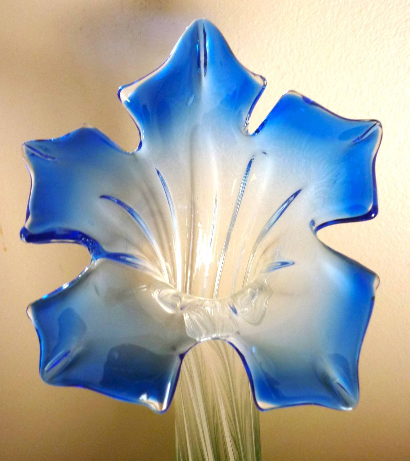 Blown glass vase, Murano, blue and green colors, vintage, 60s/70s