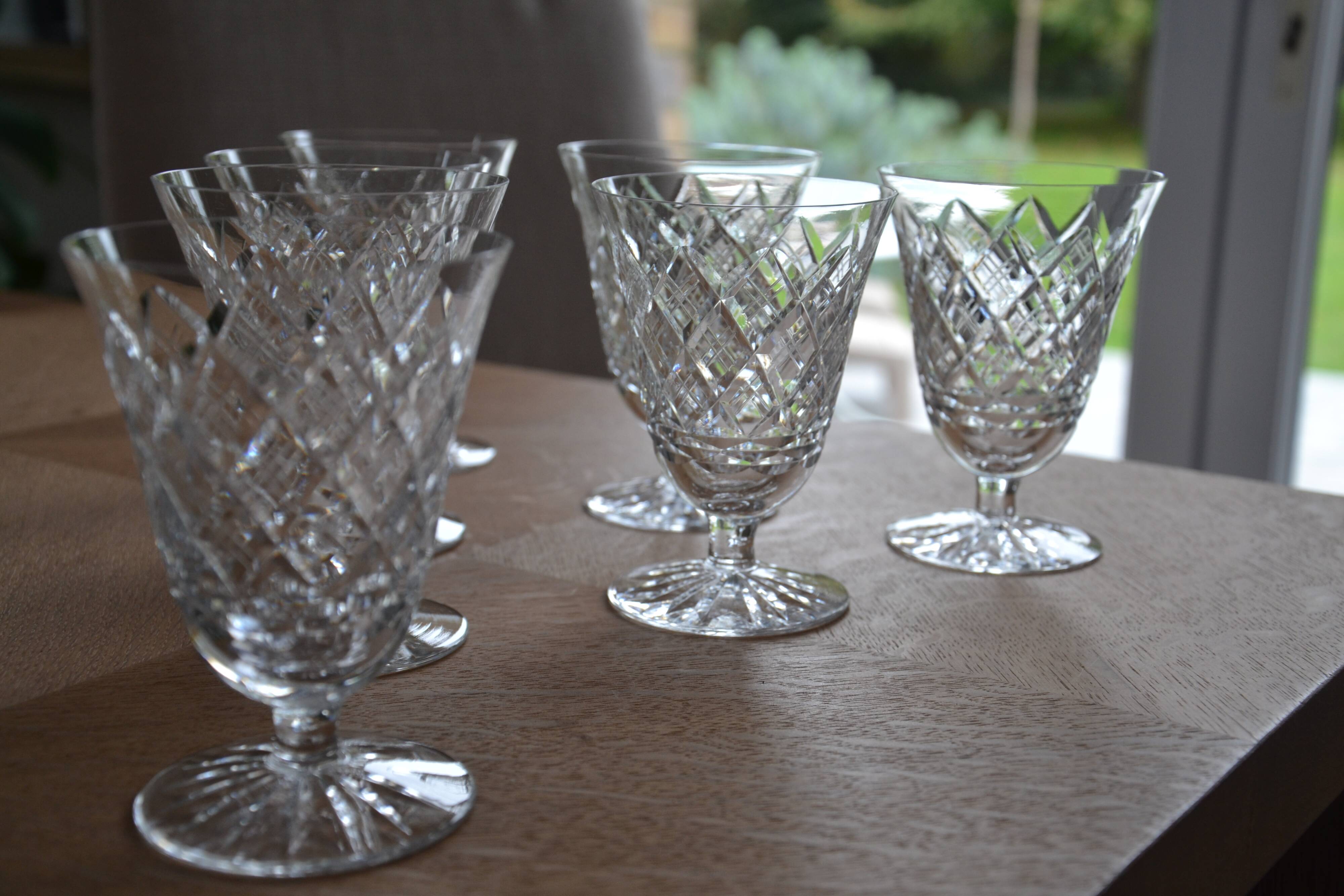 7 cut crystal wine glasses