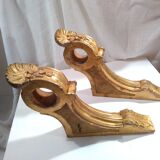 Pair of square door rod gilded wood 19th century