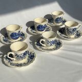 Vintage tea or coffee service Sarreguemines model Romantic 6 pieces cups and under cups