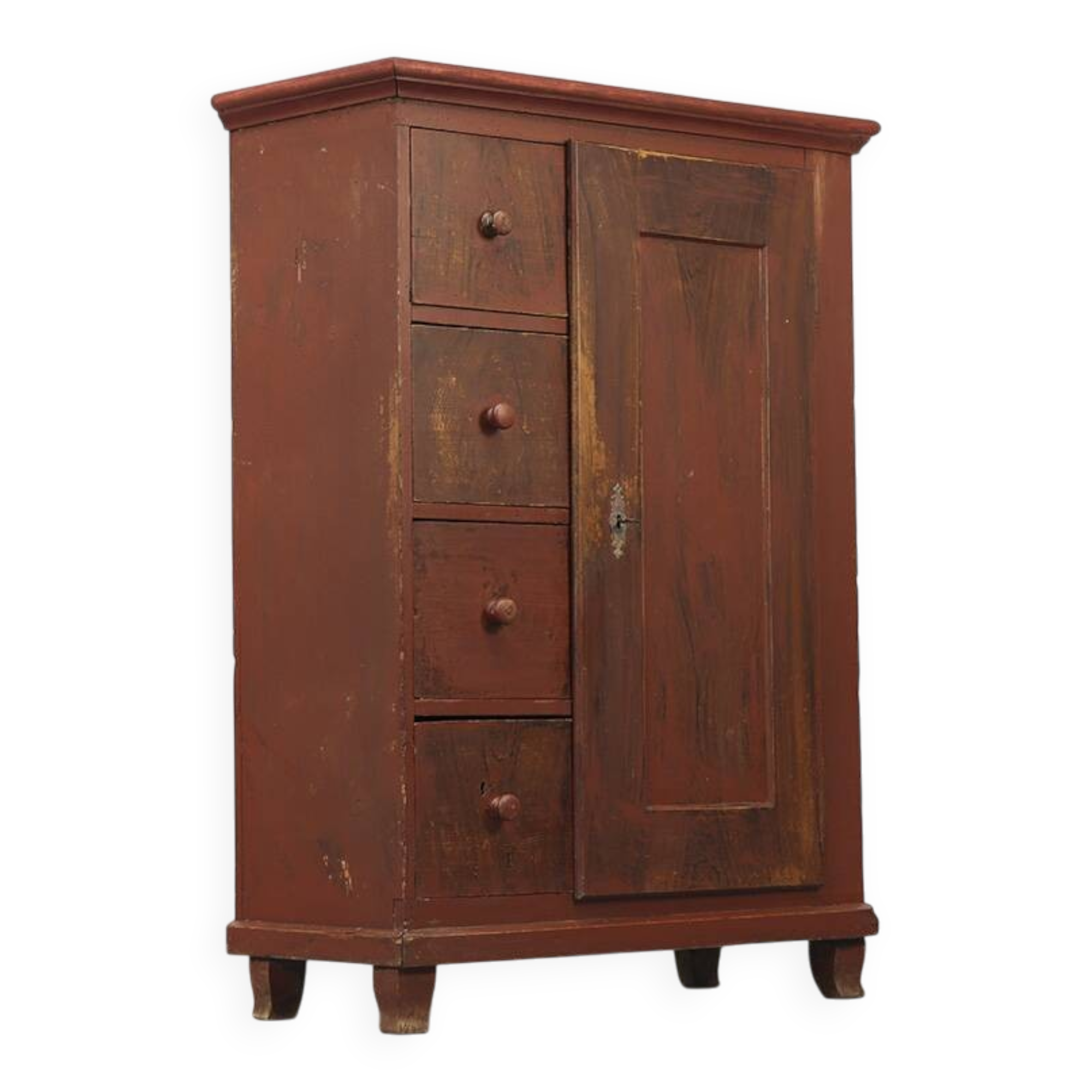 Antique painted kitchen bread cabinet