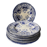 Series of 9 Creil Montereau plates, Flora model