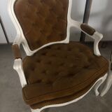 2 fauteuils cabriolet Louis XV jaune moutarde