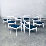 Belgian White Dining Chair, 1970s, Set of 9
