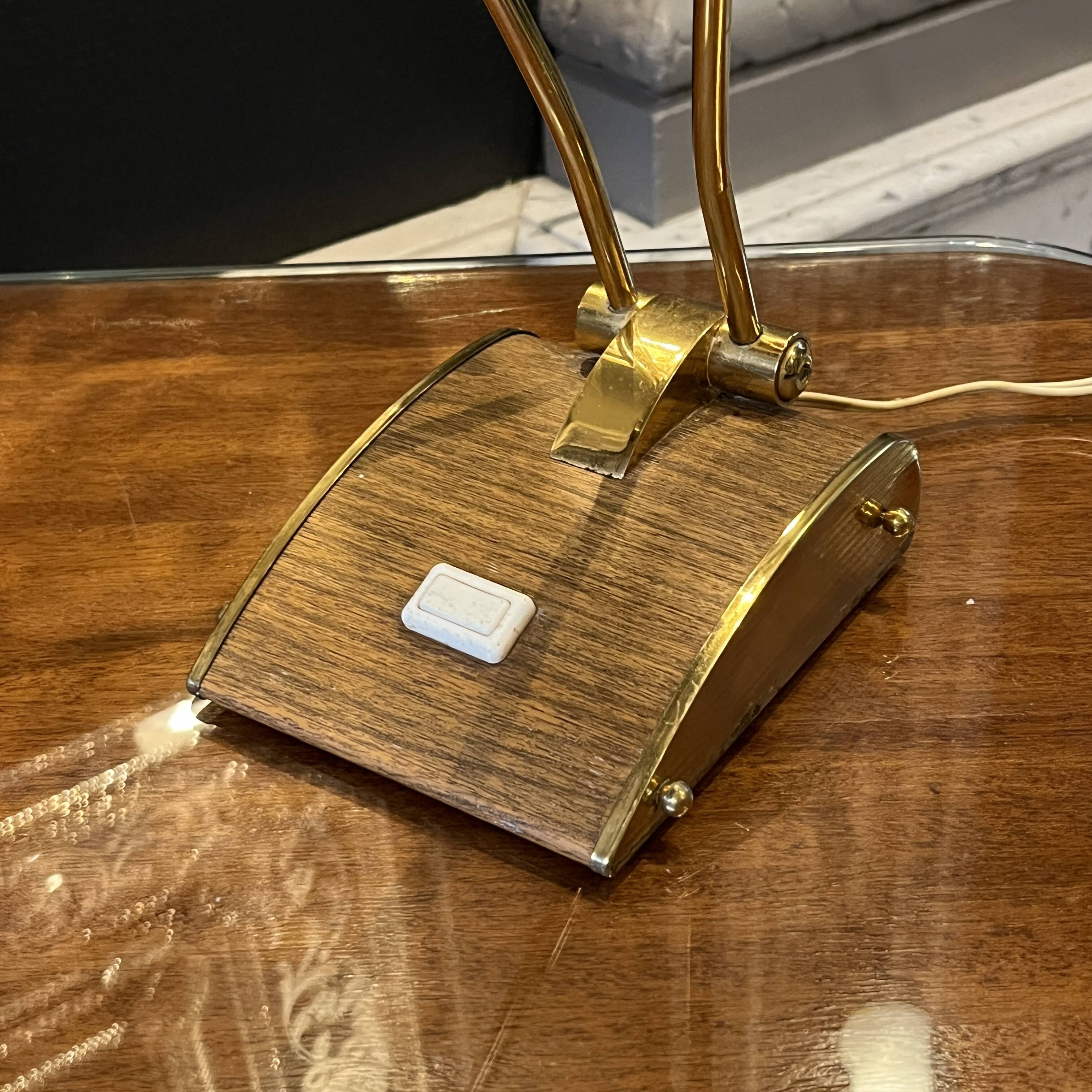 Lampe à poser ou de bureau (doré & brun) JUMO, design moderniste, ca 1945