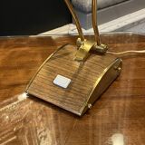 Table or desk lamp (gold & brown) JUMO, modernist design, ca 1945