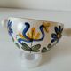 Ceramic soup bowl with blue flower decoration – handmade