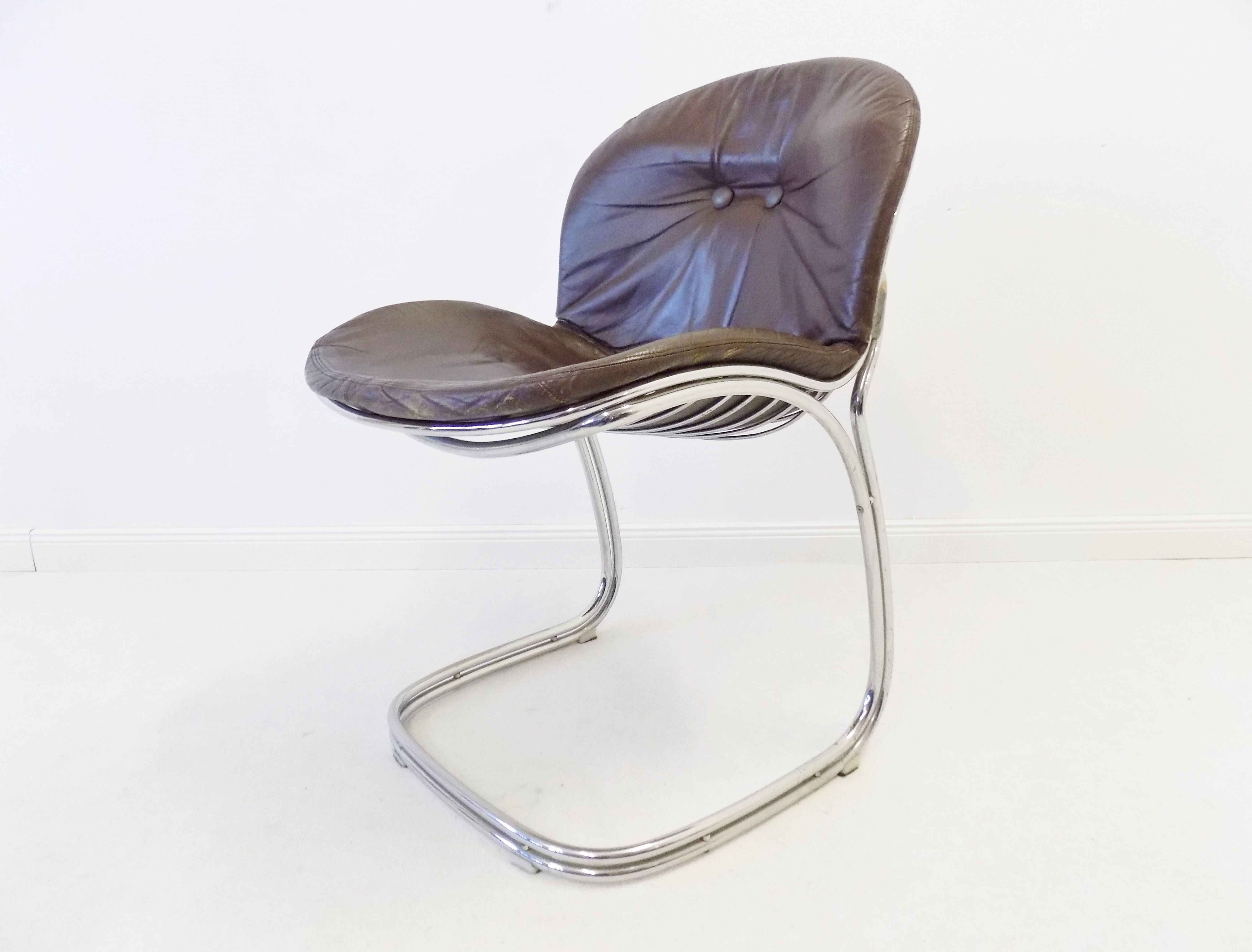 Rima Sabrina set of 4 leather dining chairs by Gastone Rinaldi