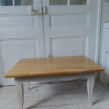 Vintage coffee table leg patinated pearl gray