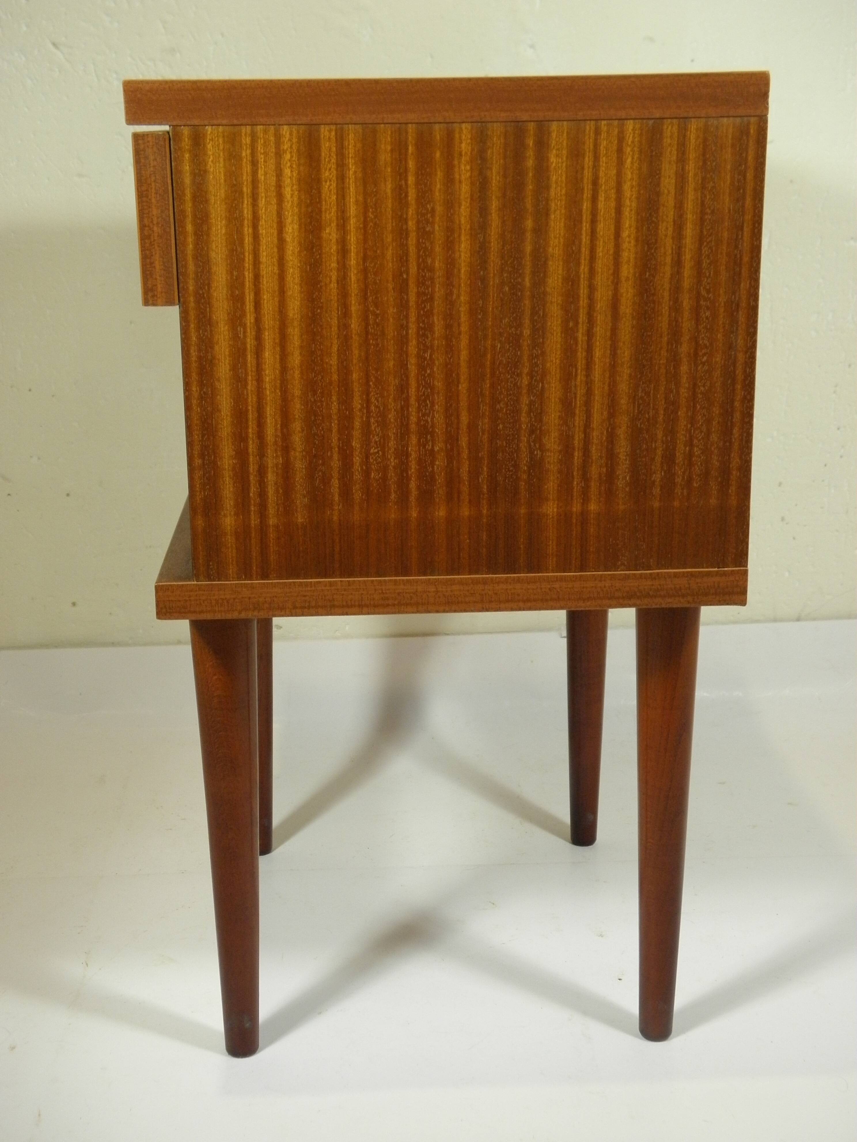 1960s bedside table with tapered legs