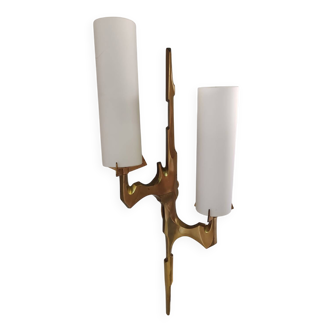 Applique arlus vintage en bronze doré opaline