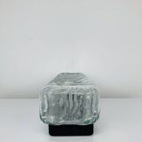 Rectangular wall lamp in molded glass and black metal from the 60s