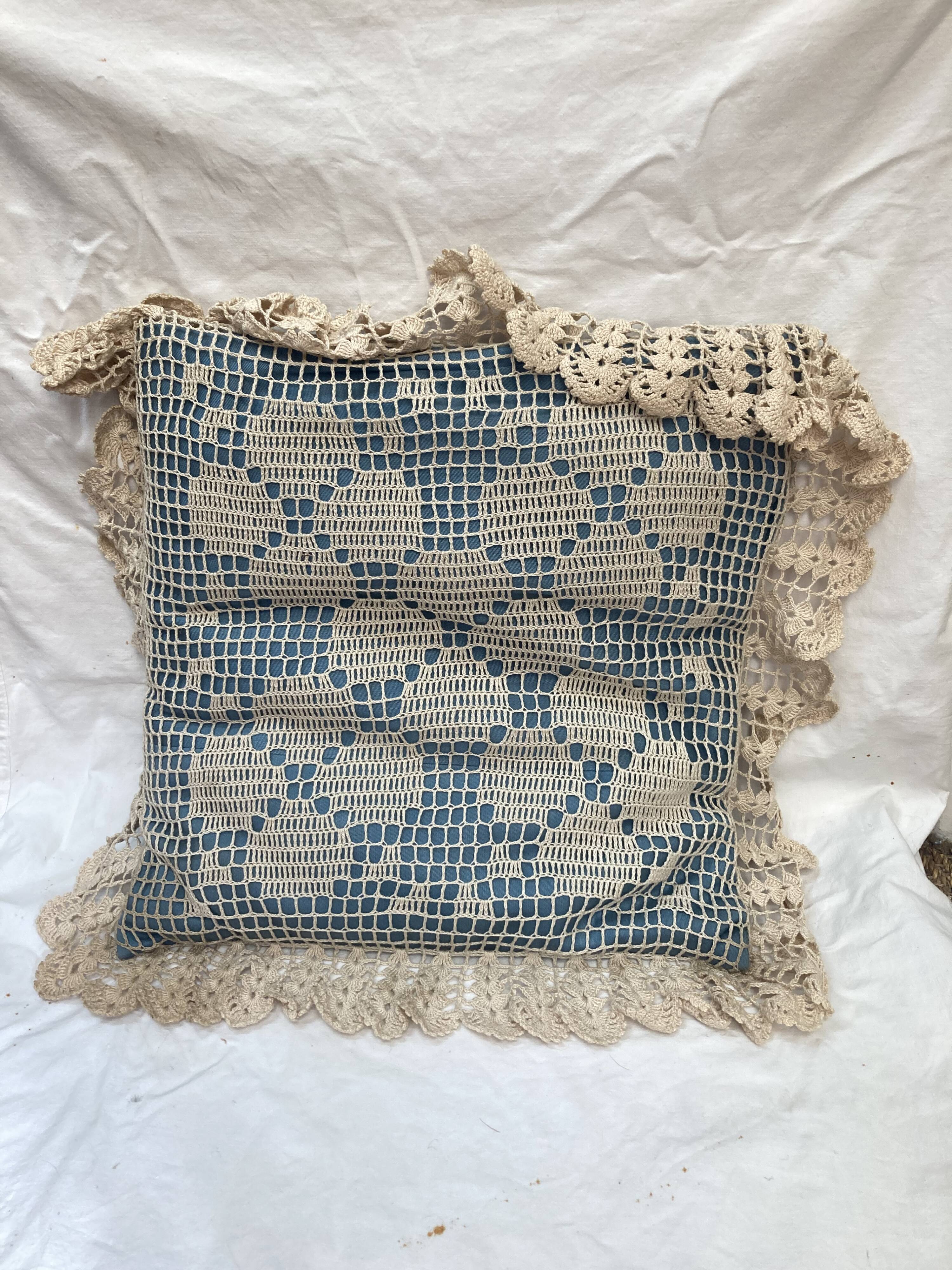 Vintage crochet cushion, from 1970
