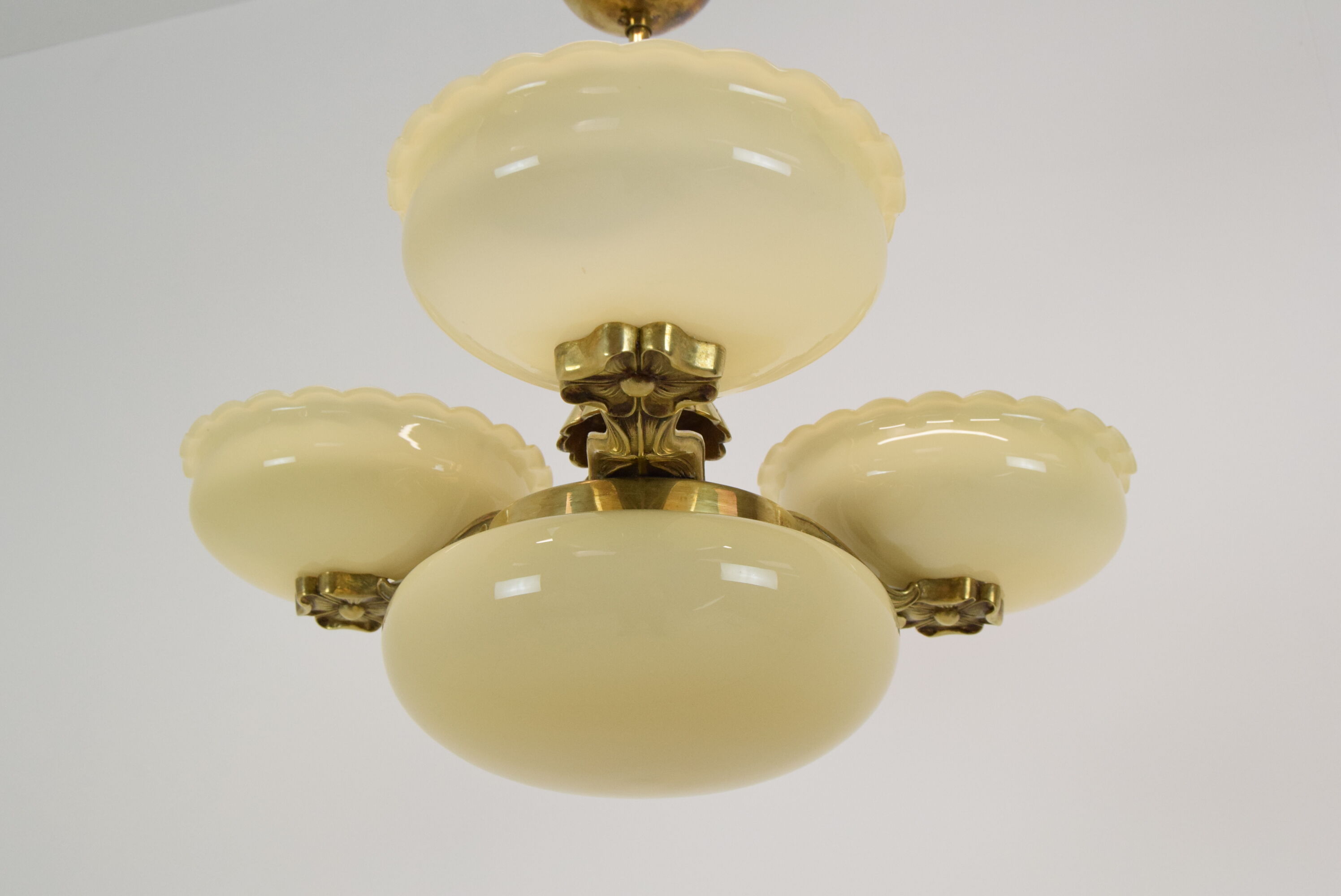 Art deco rare Brass Chandelier,1930's.