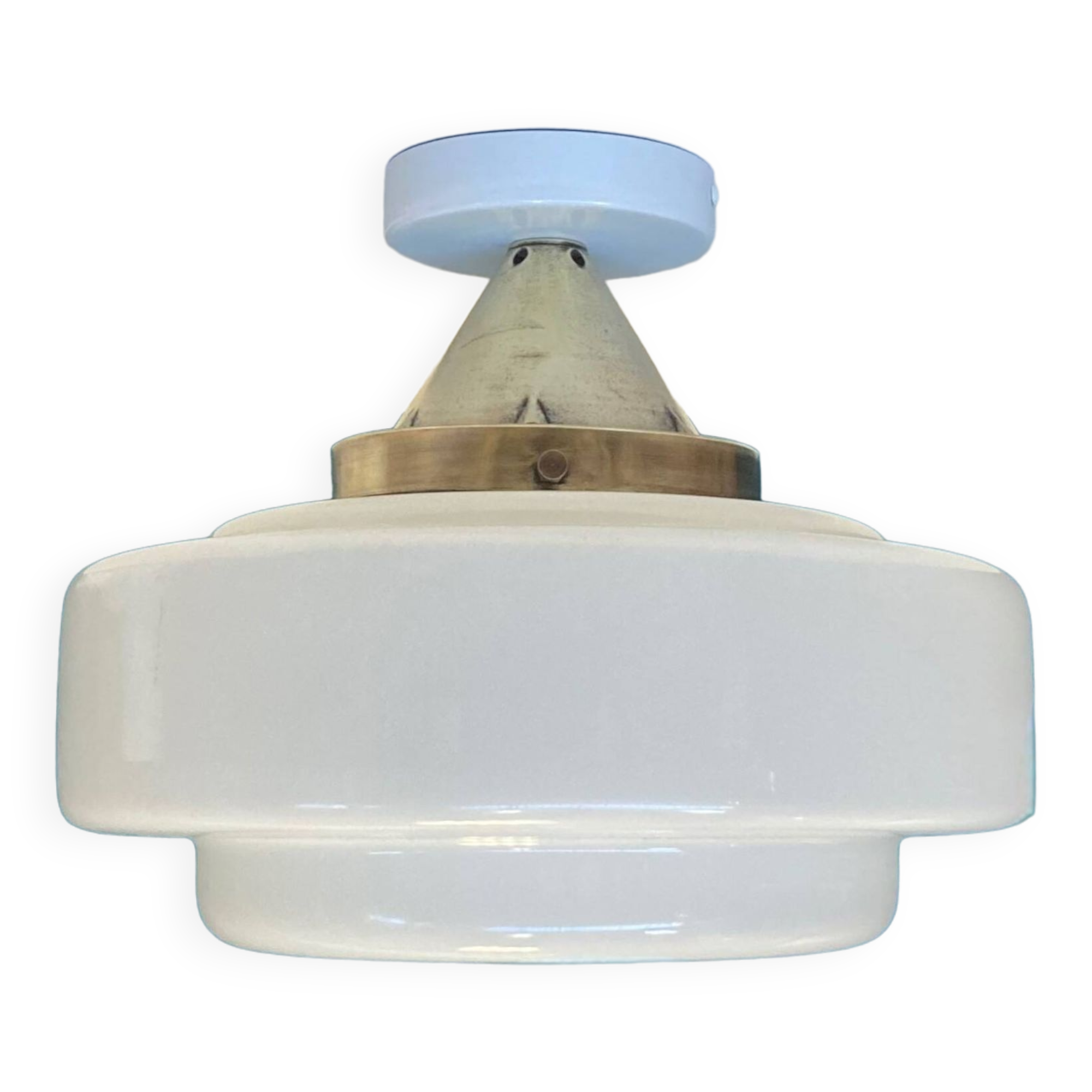 Large white opaline globe ceiling or wall light diameter 34 cm vintage decoration