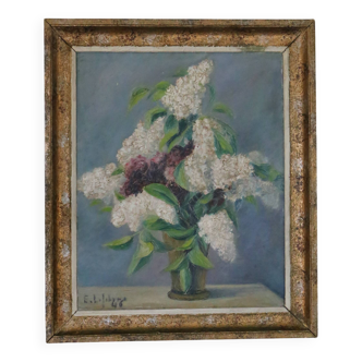 Oil painting, Lilac, still life, 1946