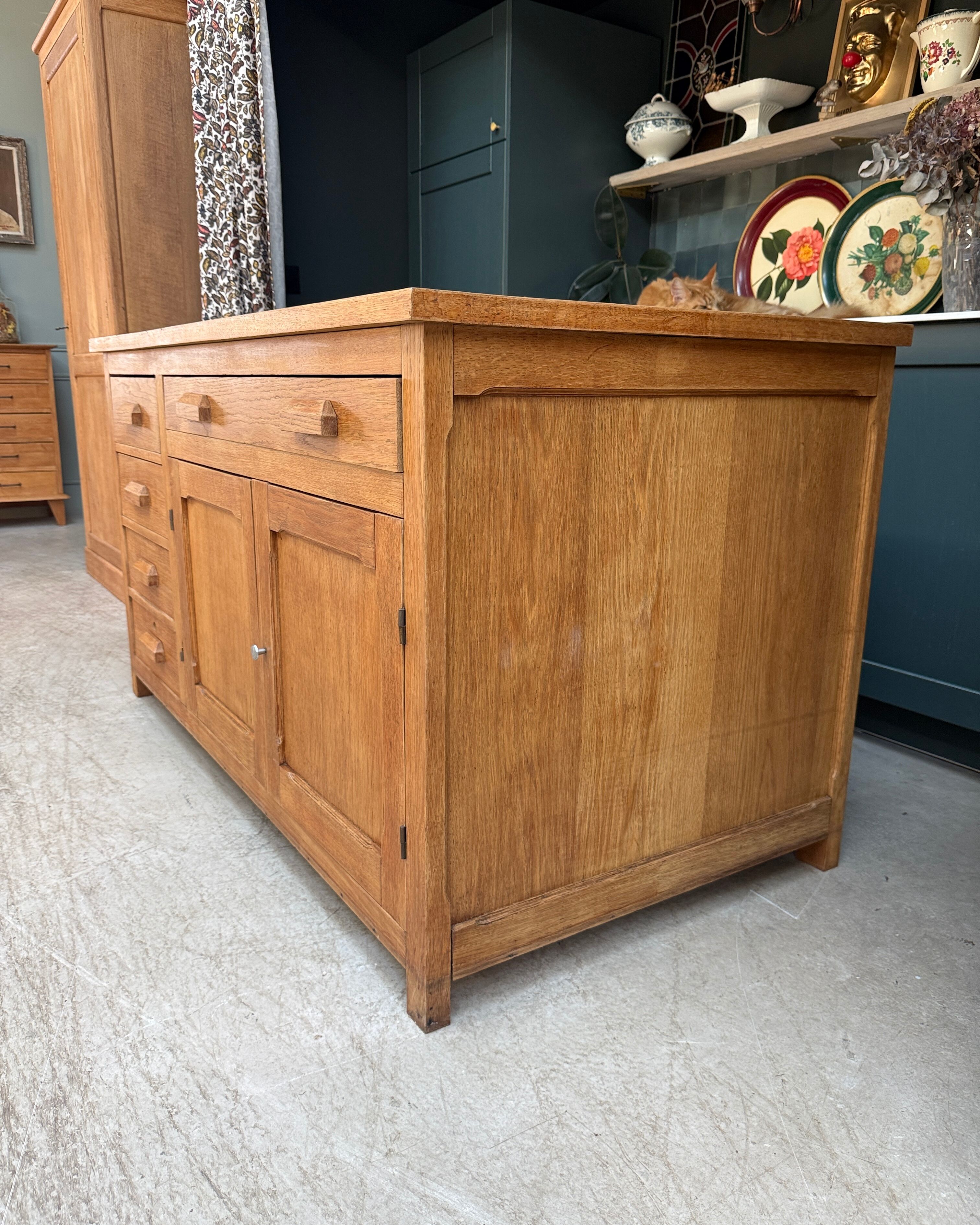 Renovated oak workbench island