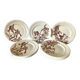 Set of 10 sepia plates, Terre de Fer flower pattern, 1900