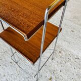 Vintage teak side table with shelves and magazine rack