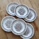 Vintage porcelain dessert plates with brown country bouquet pattern