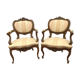 Pair of 20th century walnut rock armchairs