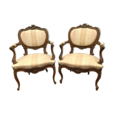 Pair of 20th century walnut rock armchairs