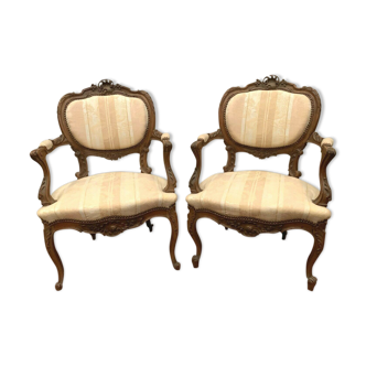 Pair of 20th century walnut rock armchairs