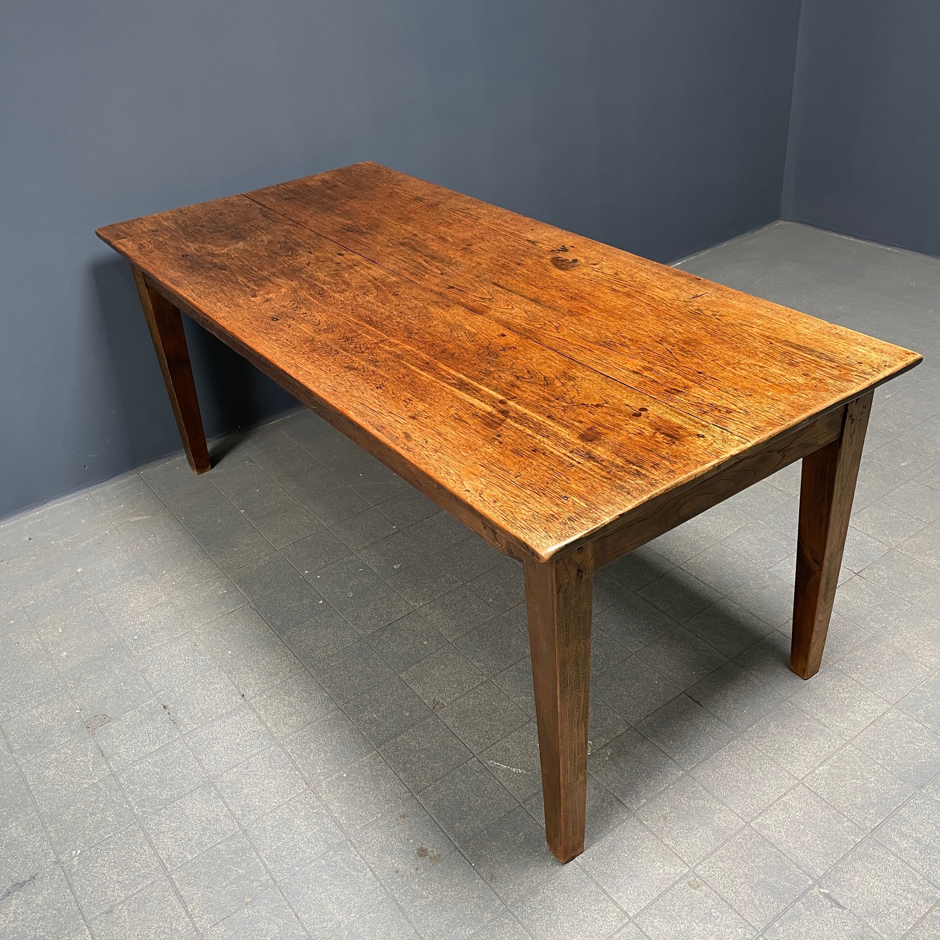 Rustic french farmhouse dining table made of oak and elm