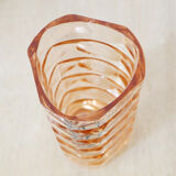 Luminarc type molded glass vase pink color 70s