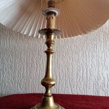 Pair of bronze bedside lamps with pleated lampshade