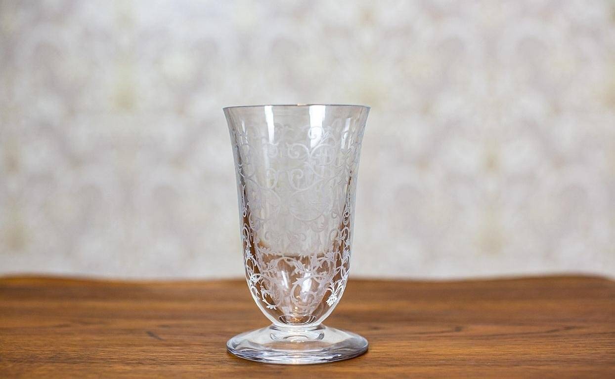 Vintage Crystal Cup with Arabesque, 1940s