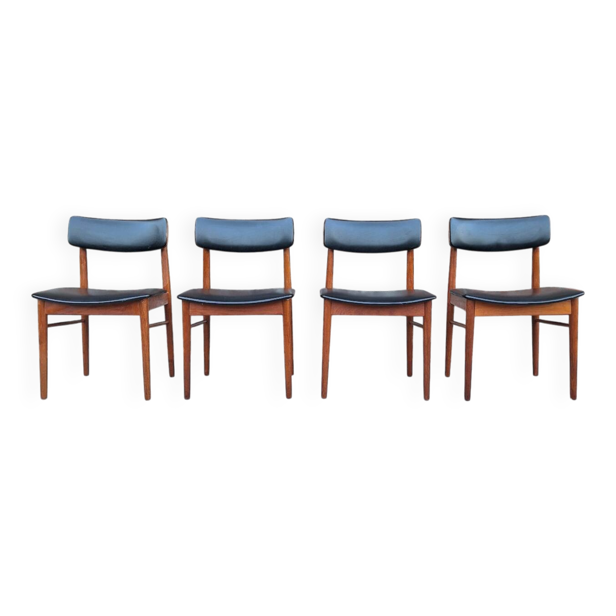 SAX set of 4 vintage Scandinavian chairs, teak and skai furniture