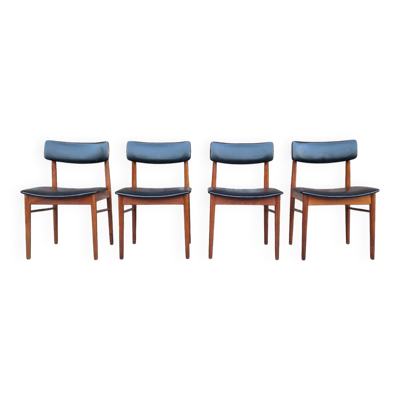 SAX suite de 4 chaises vintage scandinaves, meubles teck et Skaï