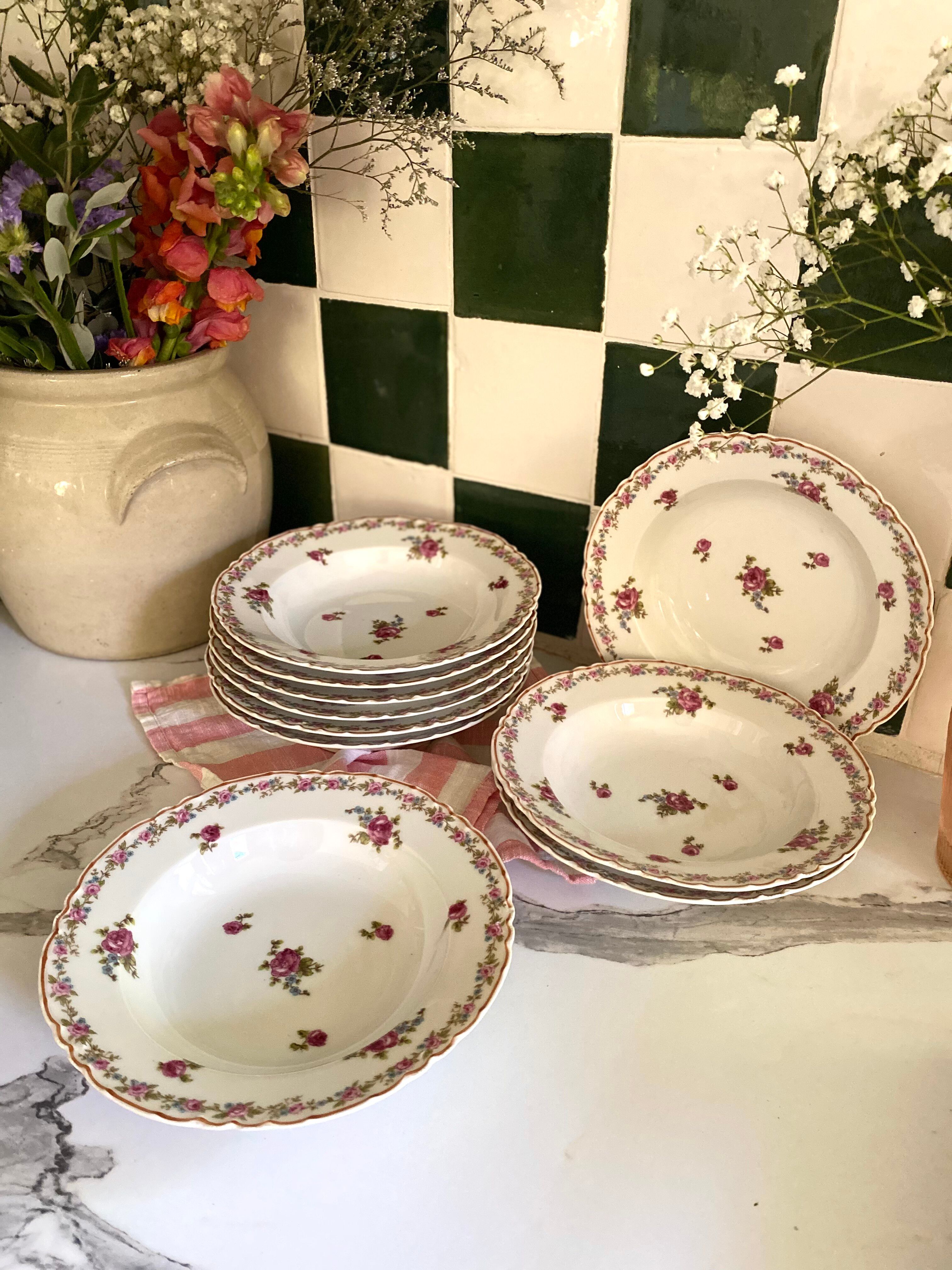Deep Plates (Bowls) in Limoges Porcelain GDA 1900