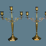 Pair of chandeliers three neo-classical fires - patinated bronze - 1950s - France