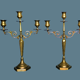 Pair of chandeliers three neo-classical fires - patinated bronze - 1950s - France