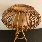 Rattan lamp in the shape of an ellipse Louis Sognot 1950