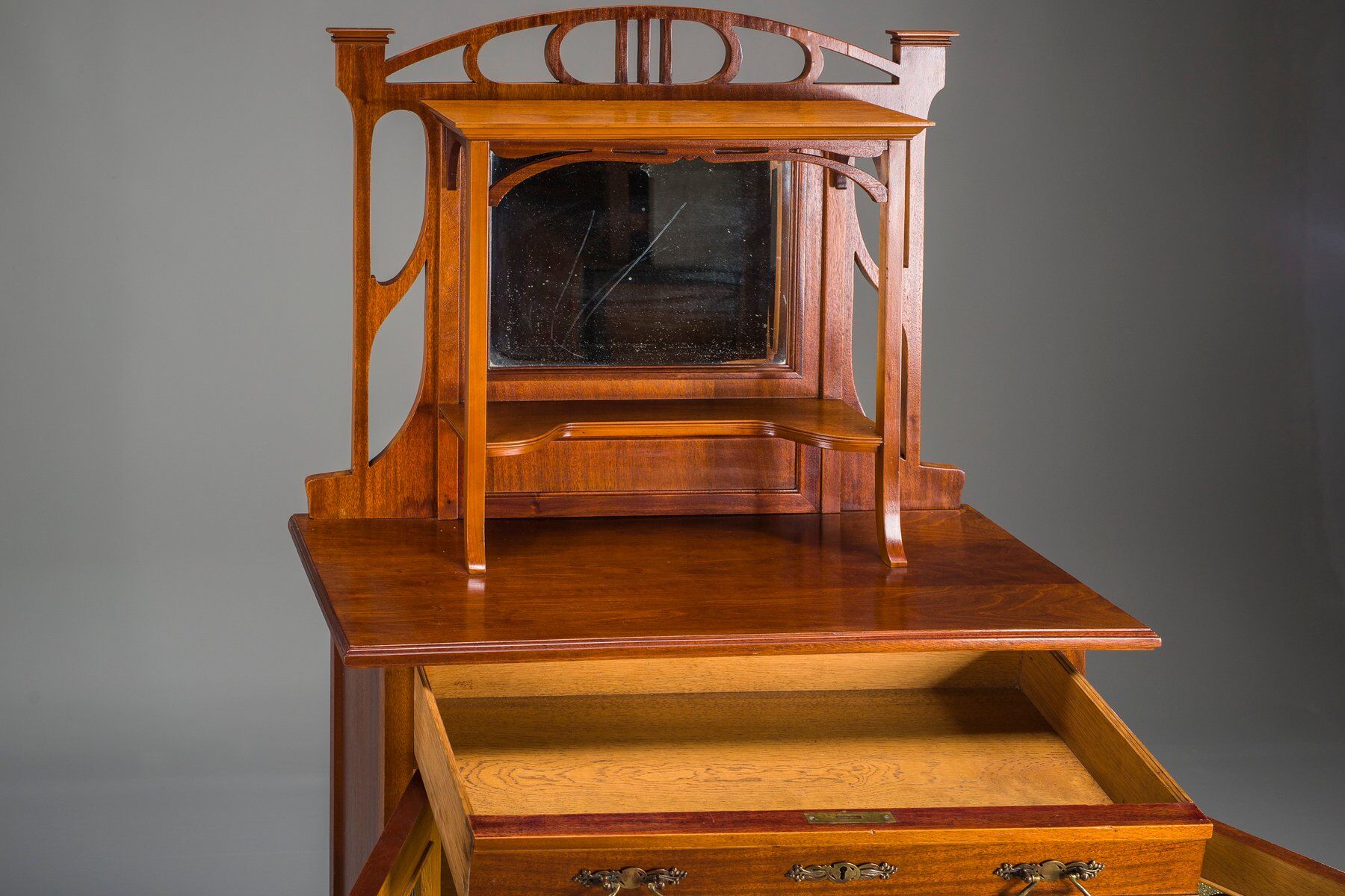 Art Nouveau cabinet with mirror, 1890s
