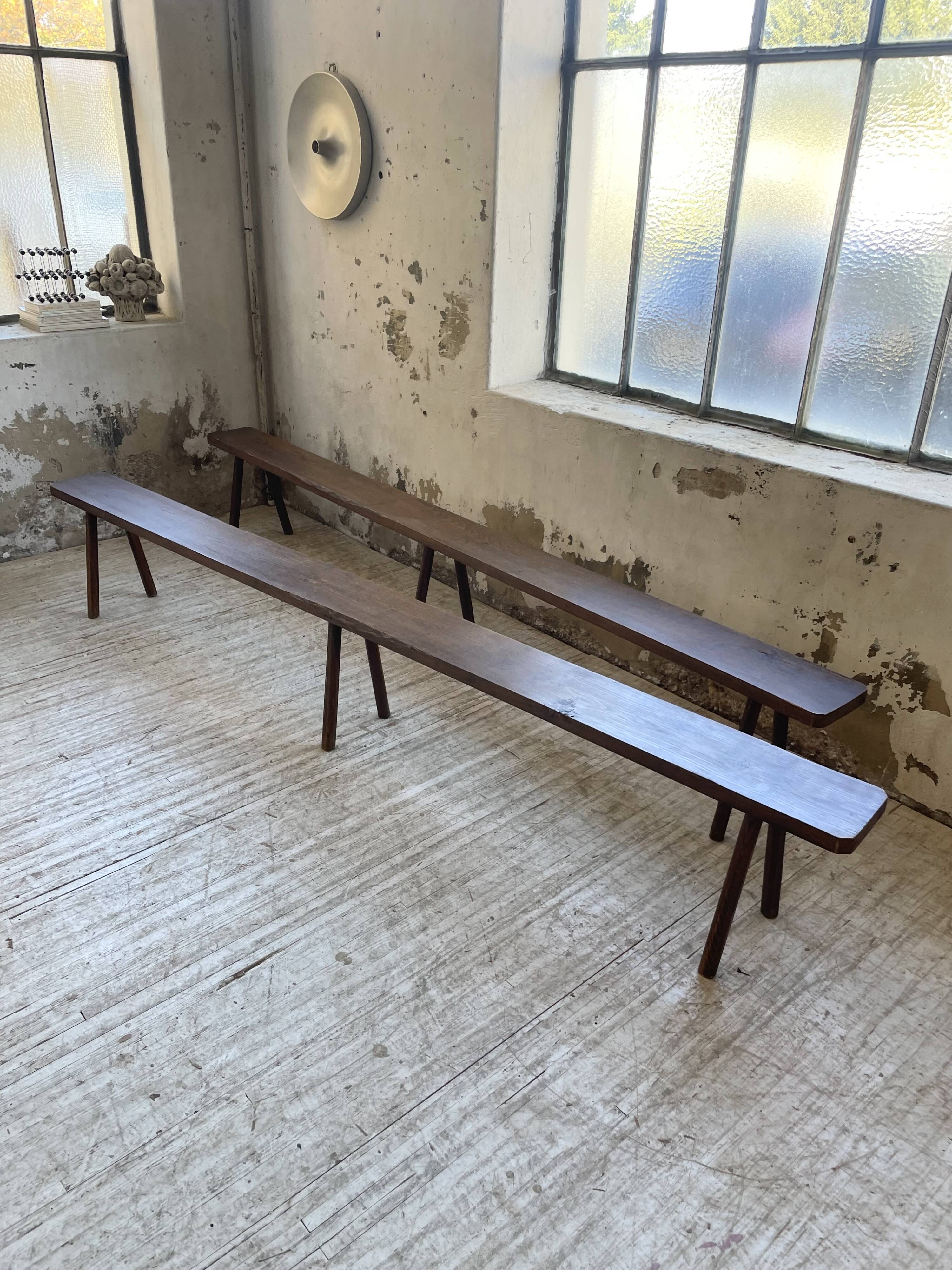 Pair of 3m solid oak farmhouse benches